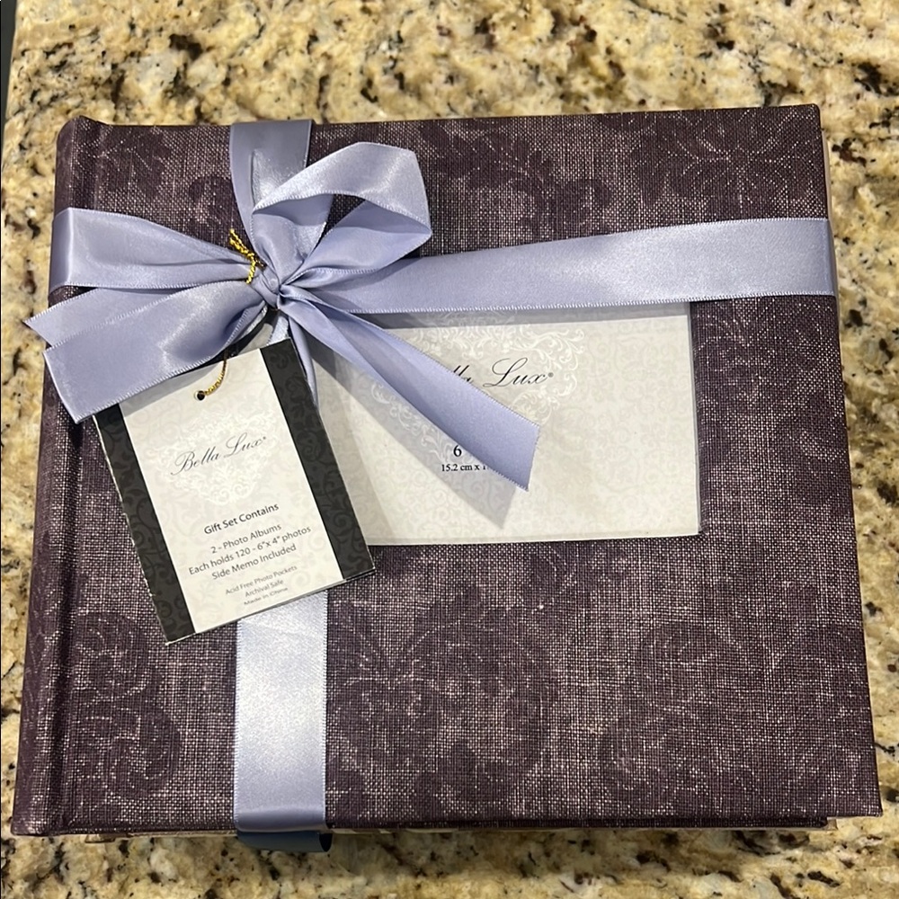 Bella Lux Purple Photo Album with Ribbon